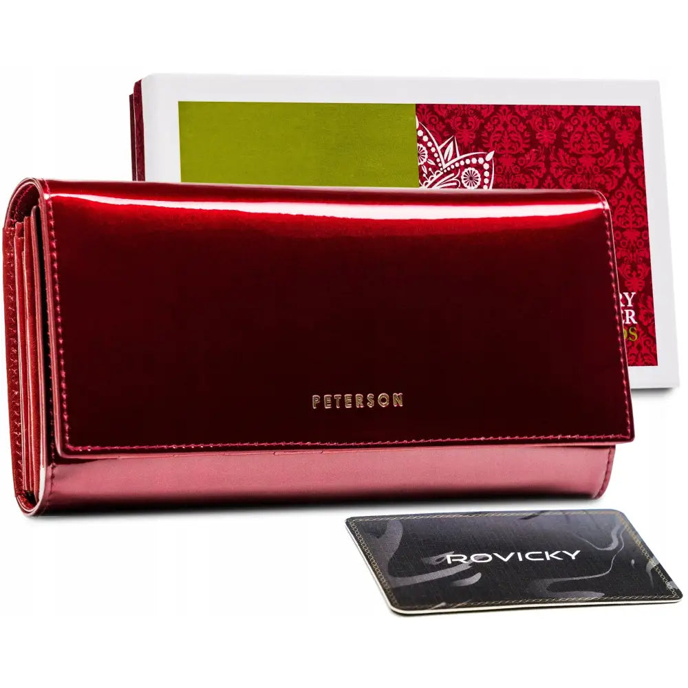 Peterson Lakkert Lommebok for Damer Utvidet Horisontal med Rfid