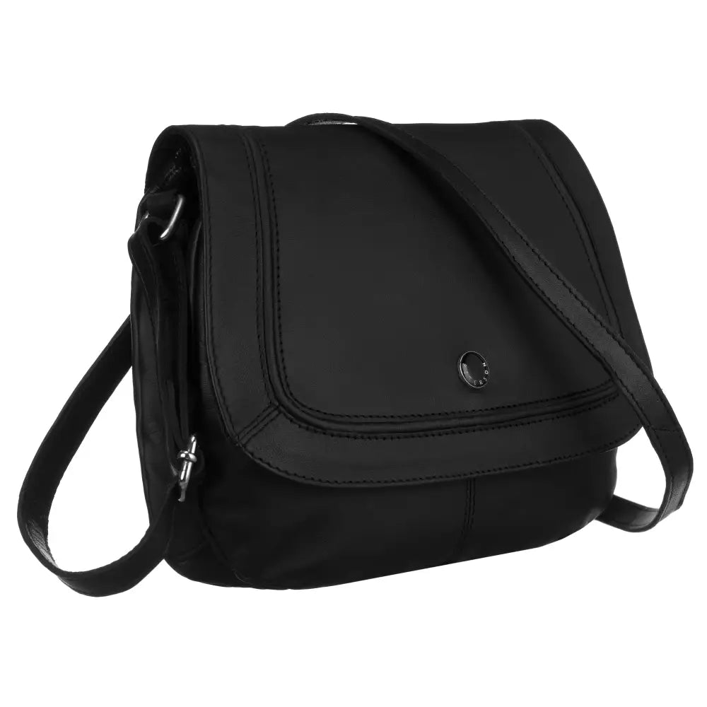 Peterson Liten Svart Skulderveske i Ekte Skinn Dameveske