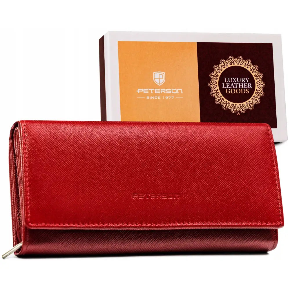 Peterson Skinn Lommebok for Damer med Trykknapp og Rfid-beskyttelse