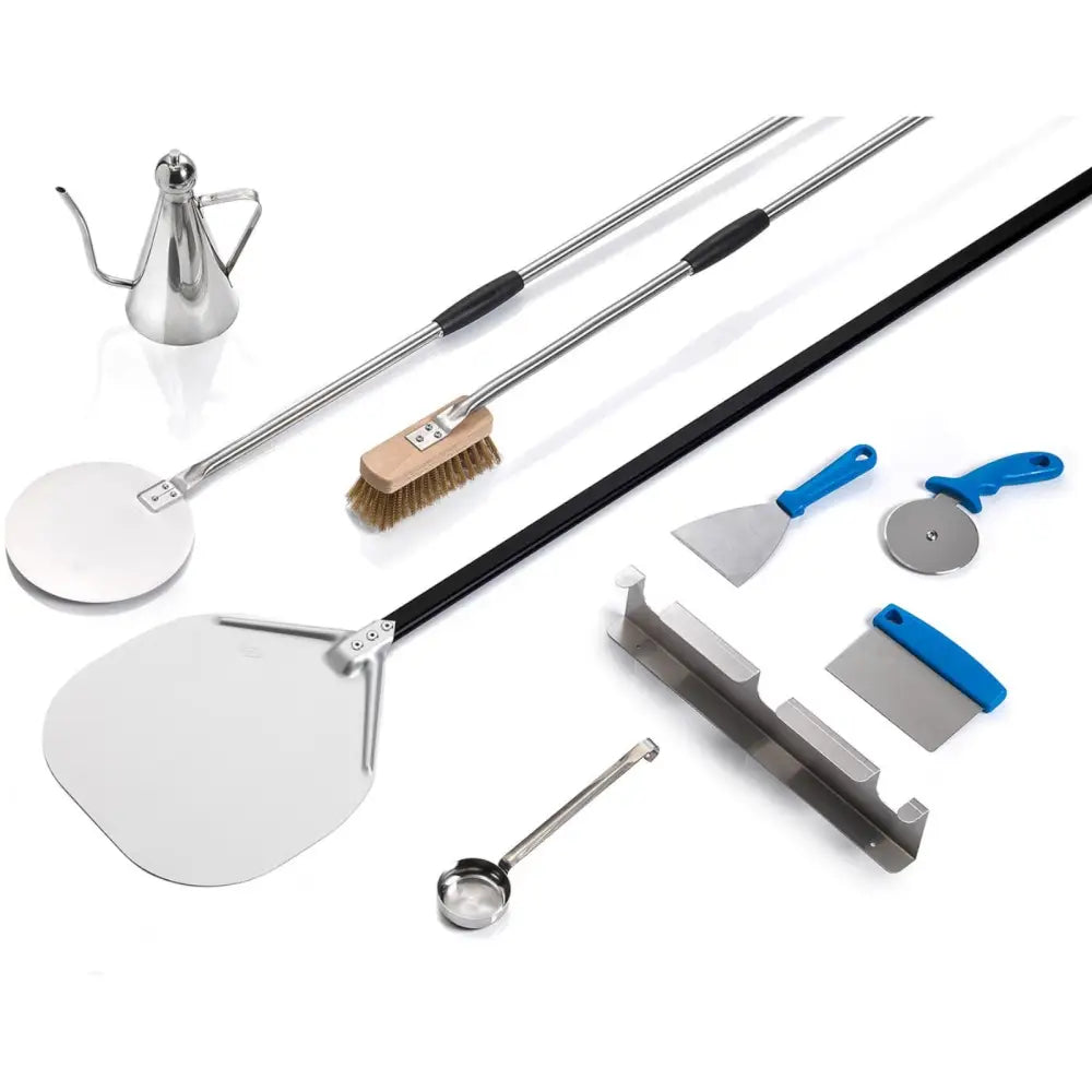 Pizzaverktøysett med 2 Spader Børste Kniv Skrape Skje - 8 Deler