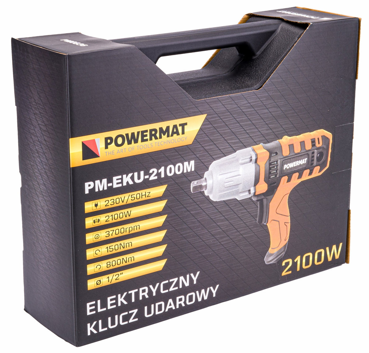 Elektrisk muttertrekker Powermat PM-EKU-2100M med gult og graatt hus