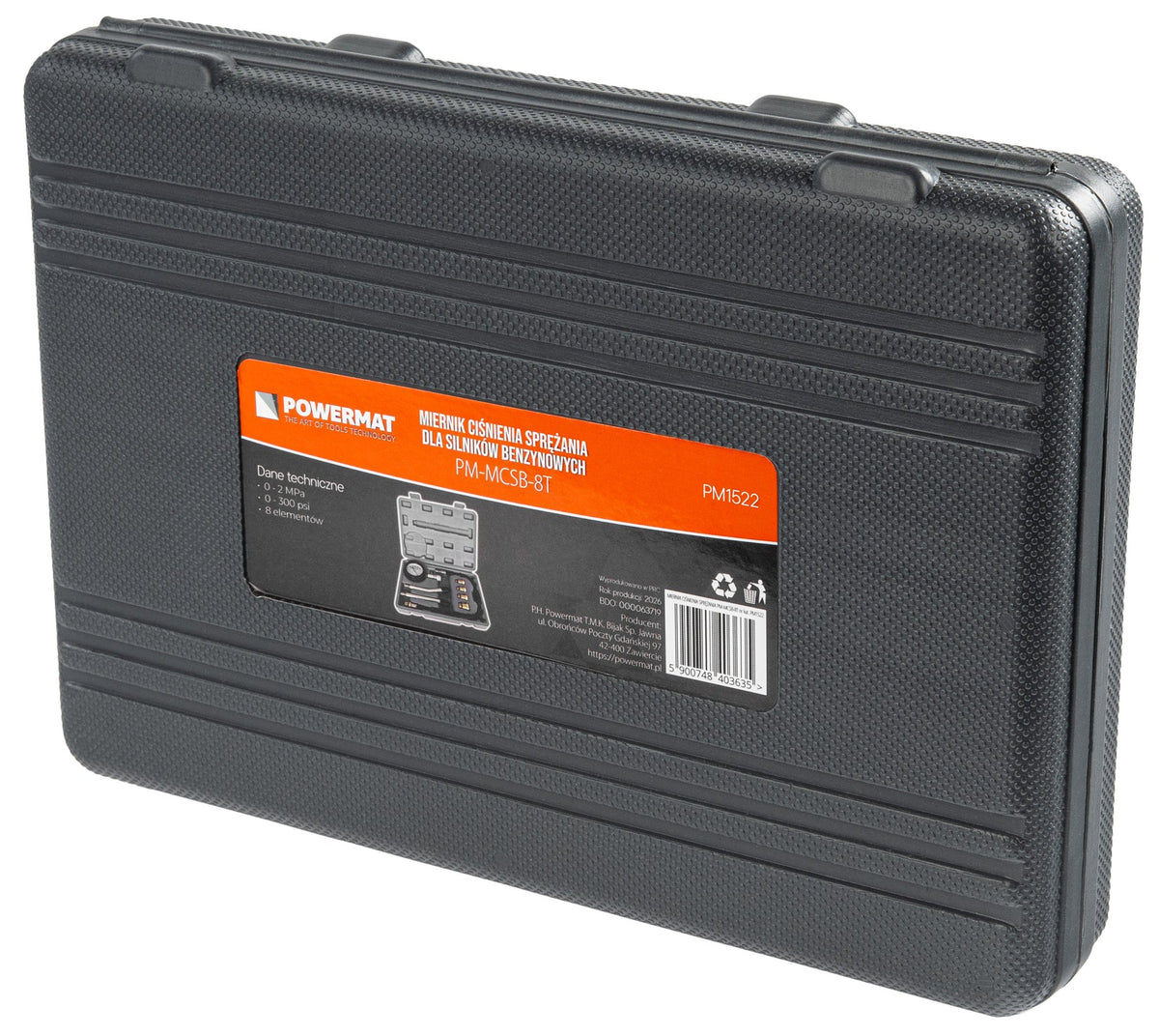 Kompresjonstester Powermat PM-MCSB-8T for bensinmotorer, komplett 8-delers sett