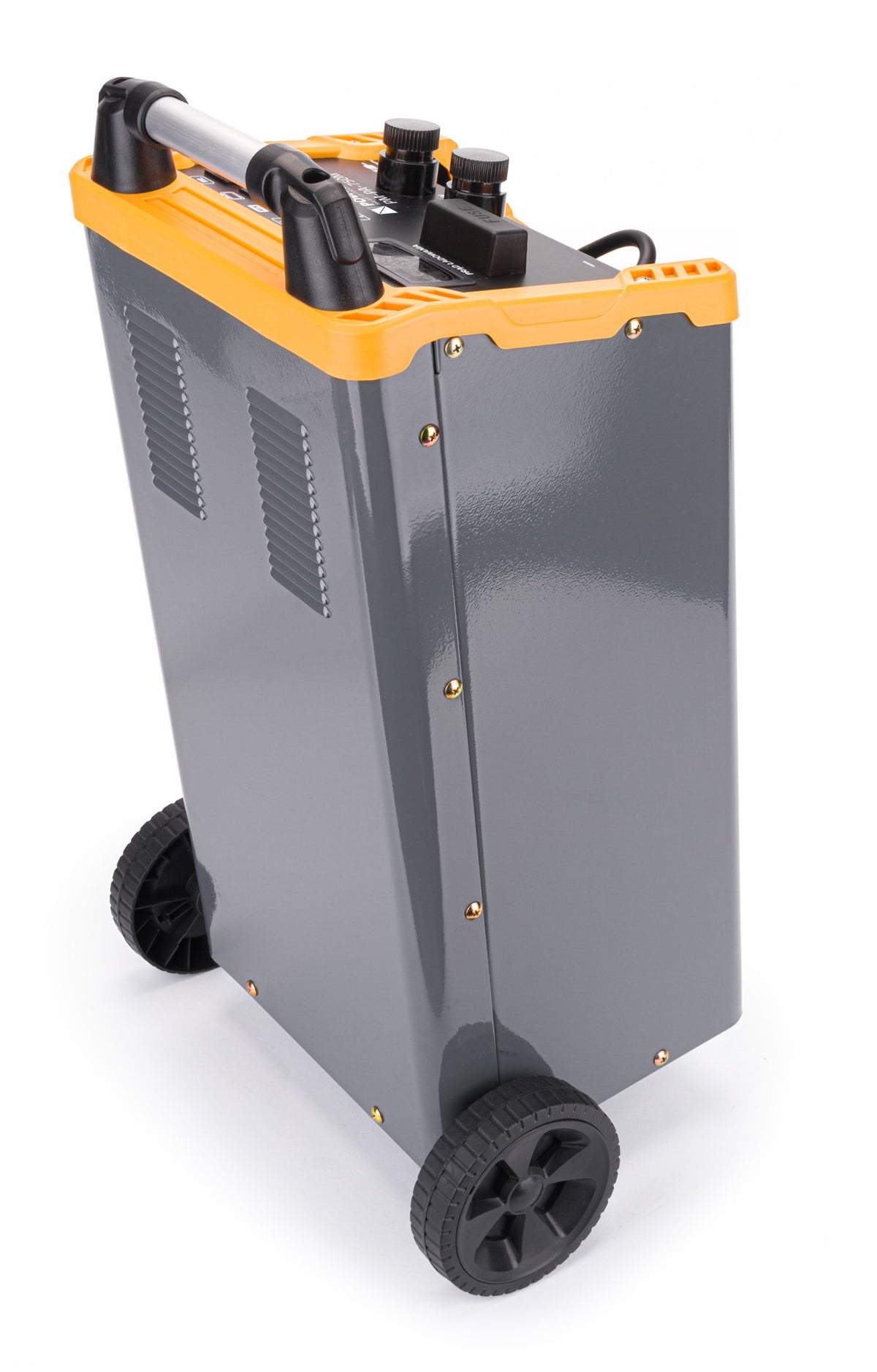 Batterilader Powermat PM-PA-750M sett ovenfra med teleskophandtak og klemmer