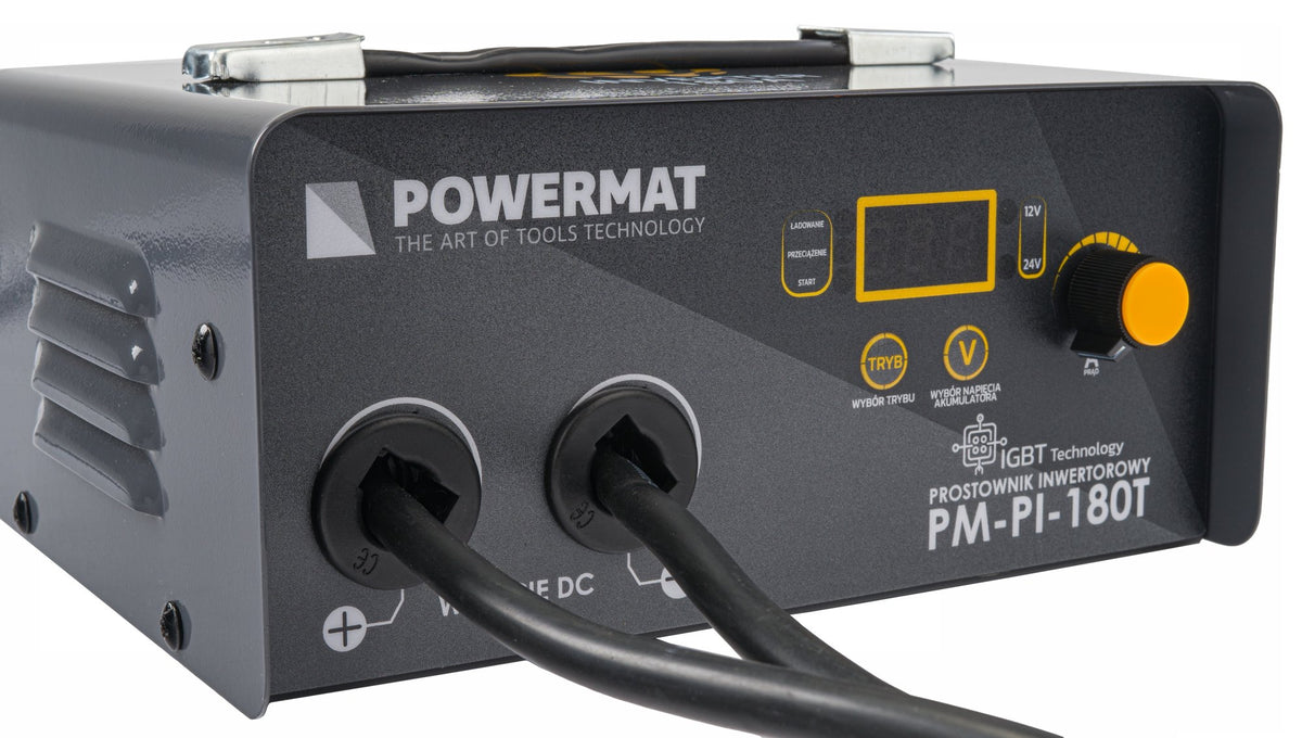 Batterilader Powermat PM-PI-180T naerbilde av panel og tilkoblinger