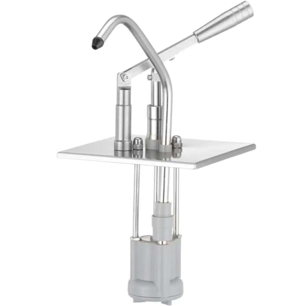 GN Bakker lokk med dispenser, skråvisning av pumpe med synlige mekaniske deler og firkantet monteringsplate.