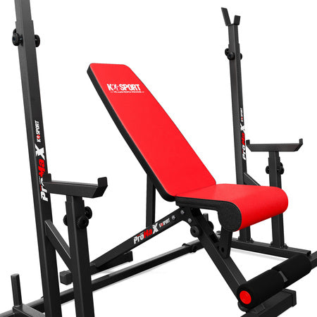 K-SPORT KSSL069 regulerbar treningsbenk med stativ