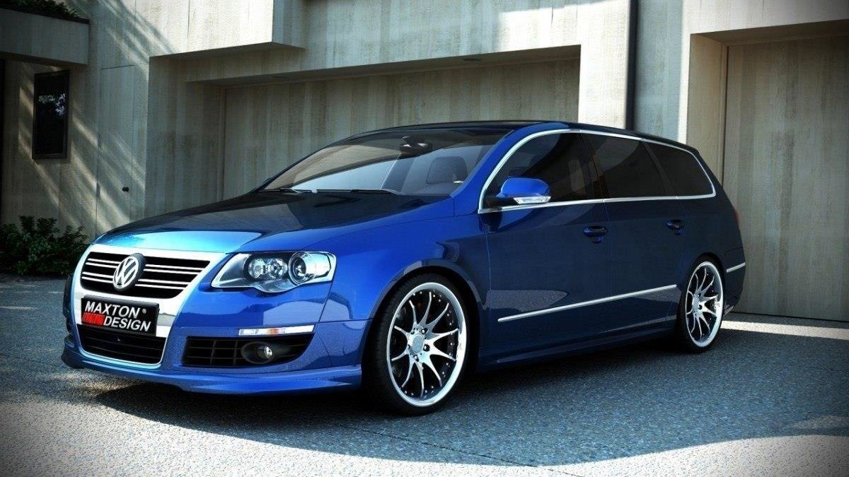 Ulakkert frontspoiler for VW Passat B6 standardversjon med R-Line-design