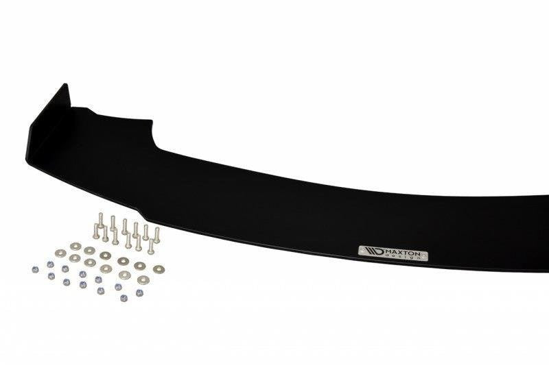 Spoiler BMW M3 E36 Coupe 3 M-Pakke i sort plast med monteringsdeler og Maxton Design-logo.