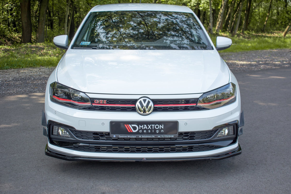 Frontfanger vinger til VW Polo GTI MK6 i strukturert svart, sett ovenfra