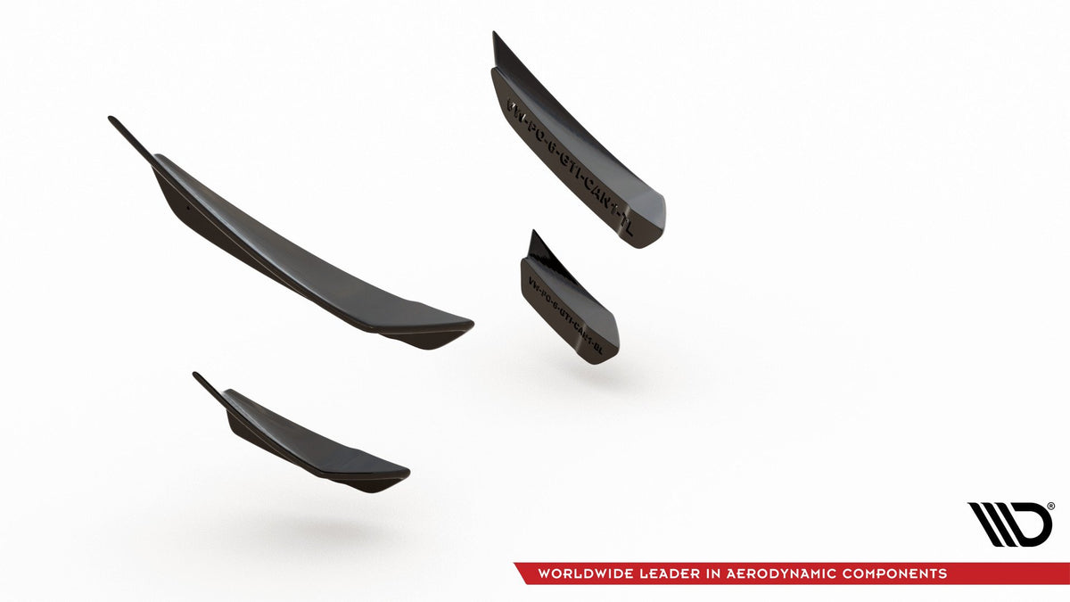 Canards til VW Polo GTI MK6 vist med monteringsdetaljer og festepunkter