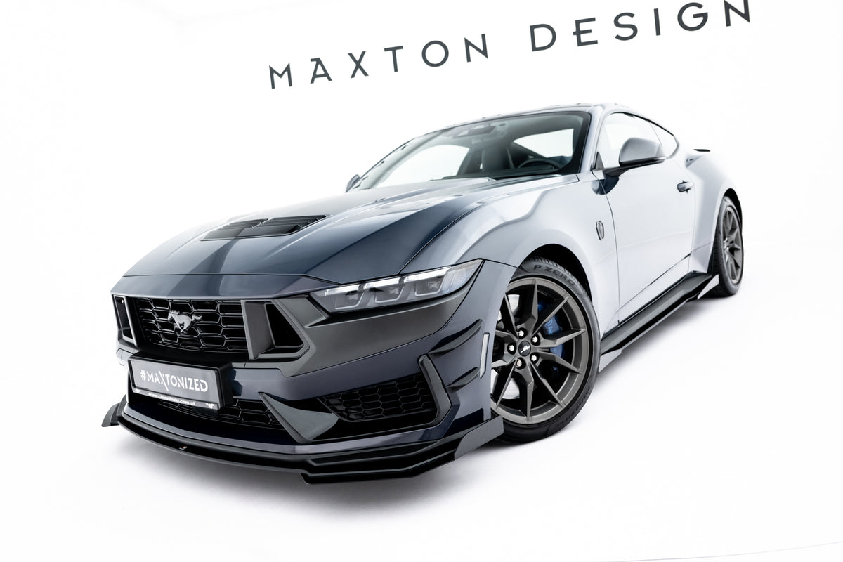 Maxton frontflaps montert på frontsplitter til Ford Mustang Dark Horse Mk7