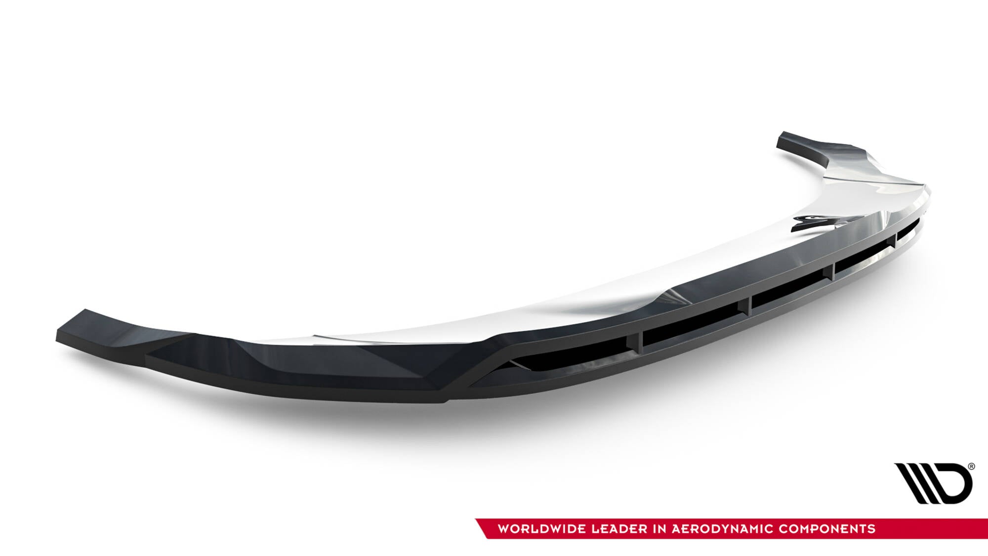 Front splitter for Audi Q7 S-Line SQ7 MK2 Facelift, blank svart plast med aerodynamiske former.