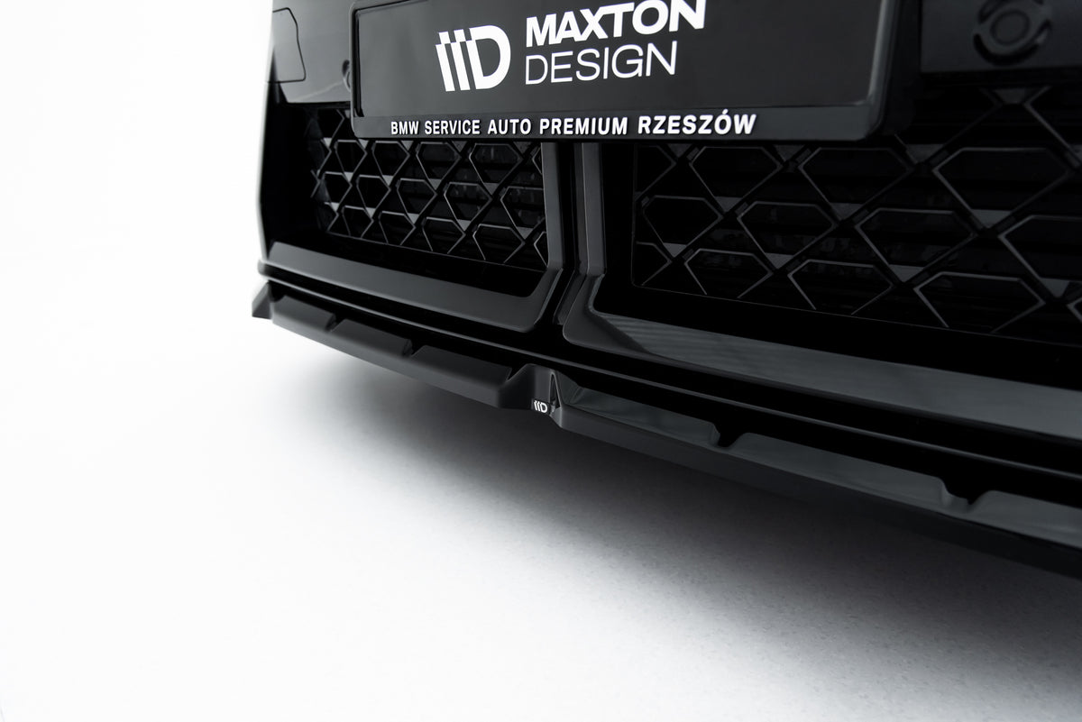 Nærbilde av blank sort frontsplitter til BMW X2 M35i U10