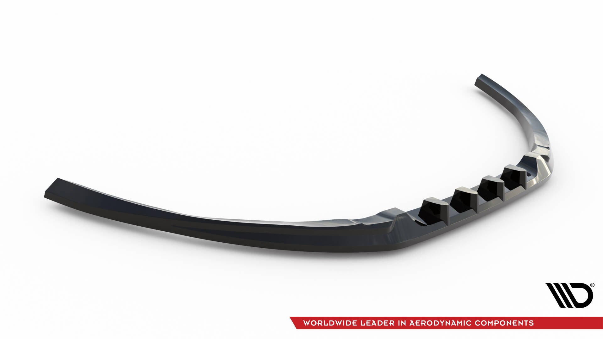 Front splitter for Ford S-Max St-Line MK2 i sort glanset plast med rektangulære utsparinger.