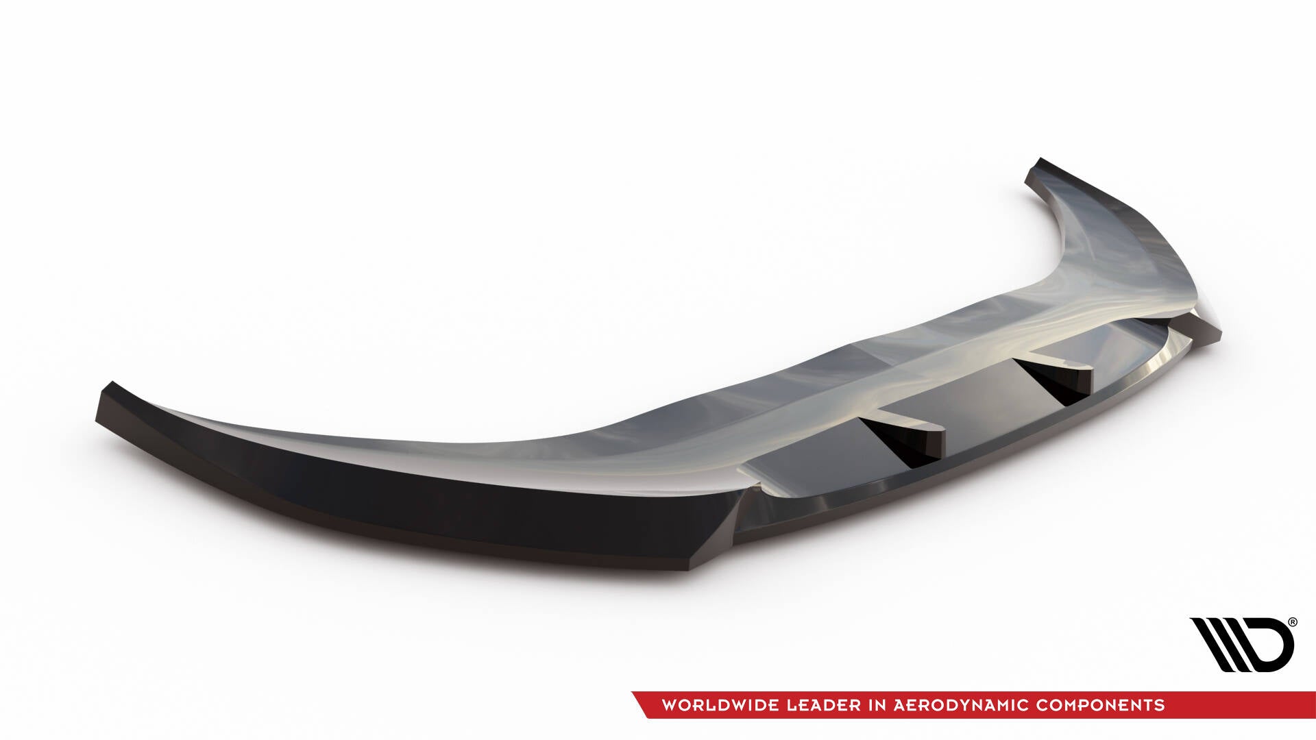 Front splitter for Ford Transit Connect MK3, svart og glanset med integrerte vinger og markerte kanter.