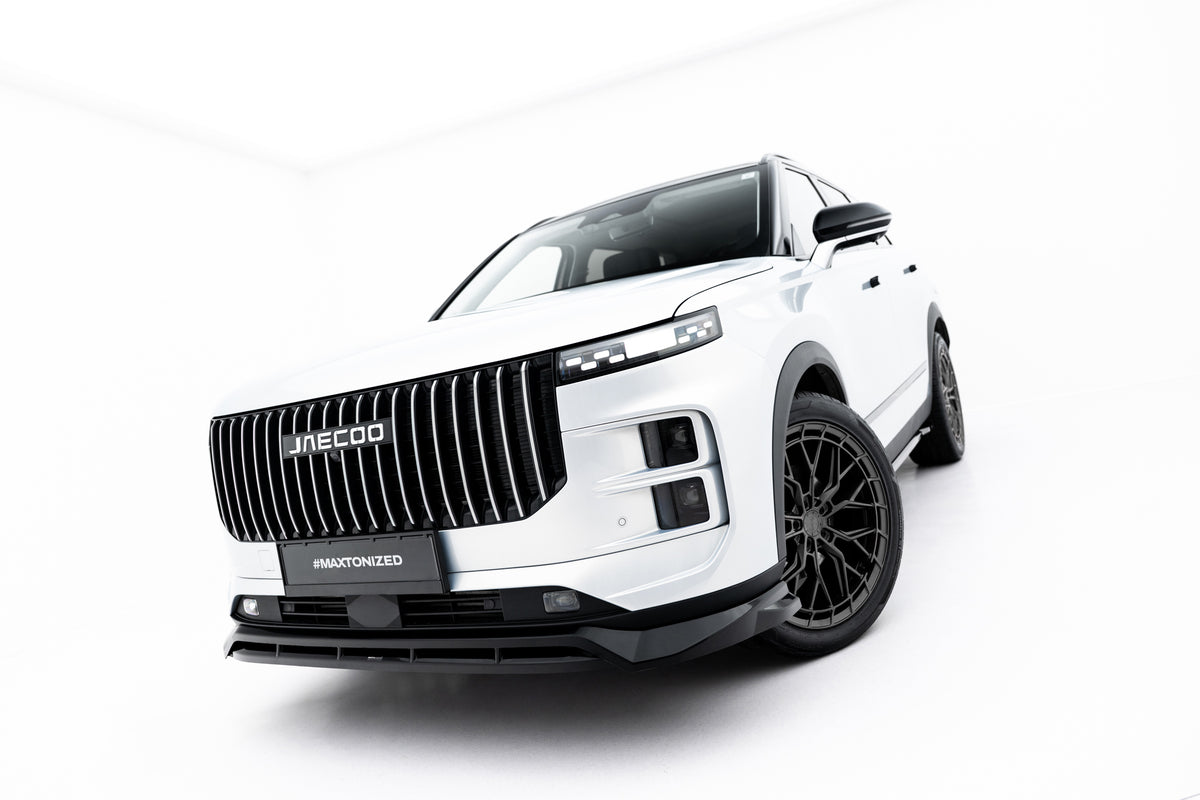 Frontsplitter til Jaecoo 7 Mk1 i blank sort ABS montert på fronten