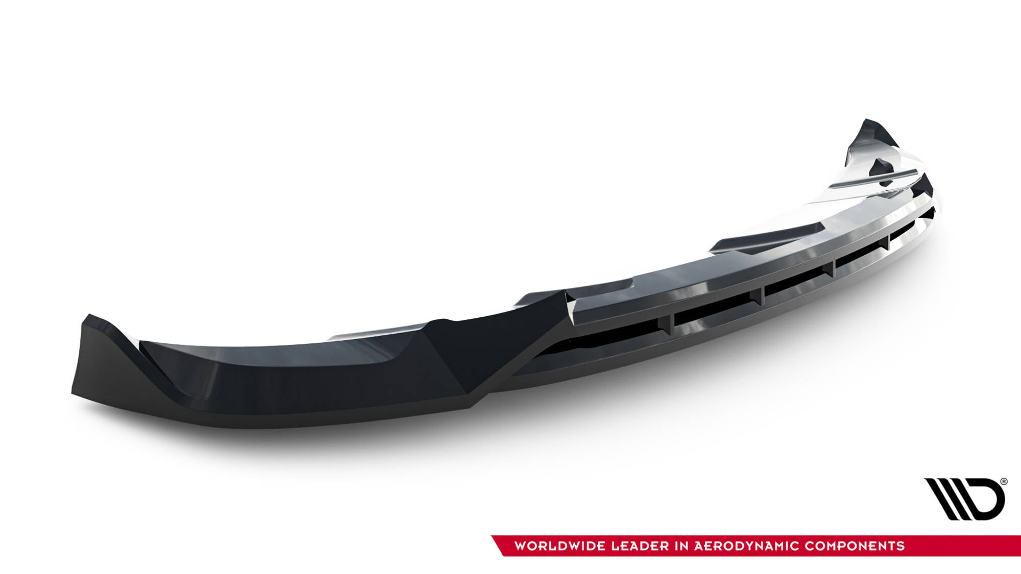 Front splitter til Land Rover Range Rover Sport MK2 i sort blank plast med aerodynamiske kanter.