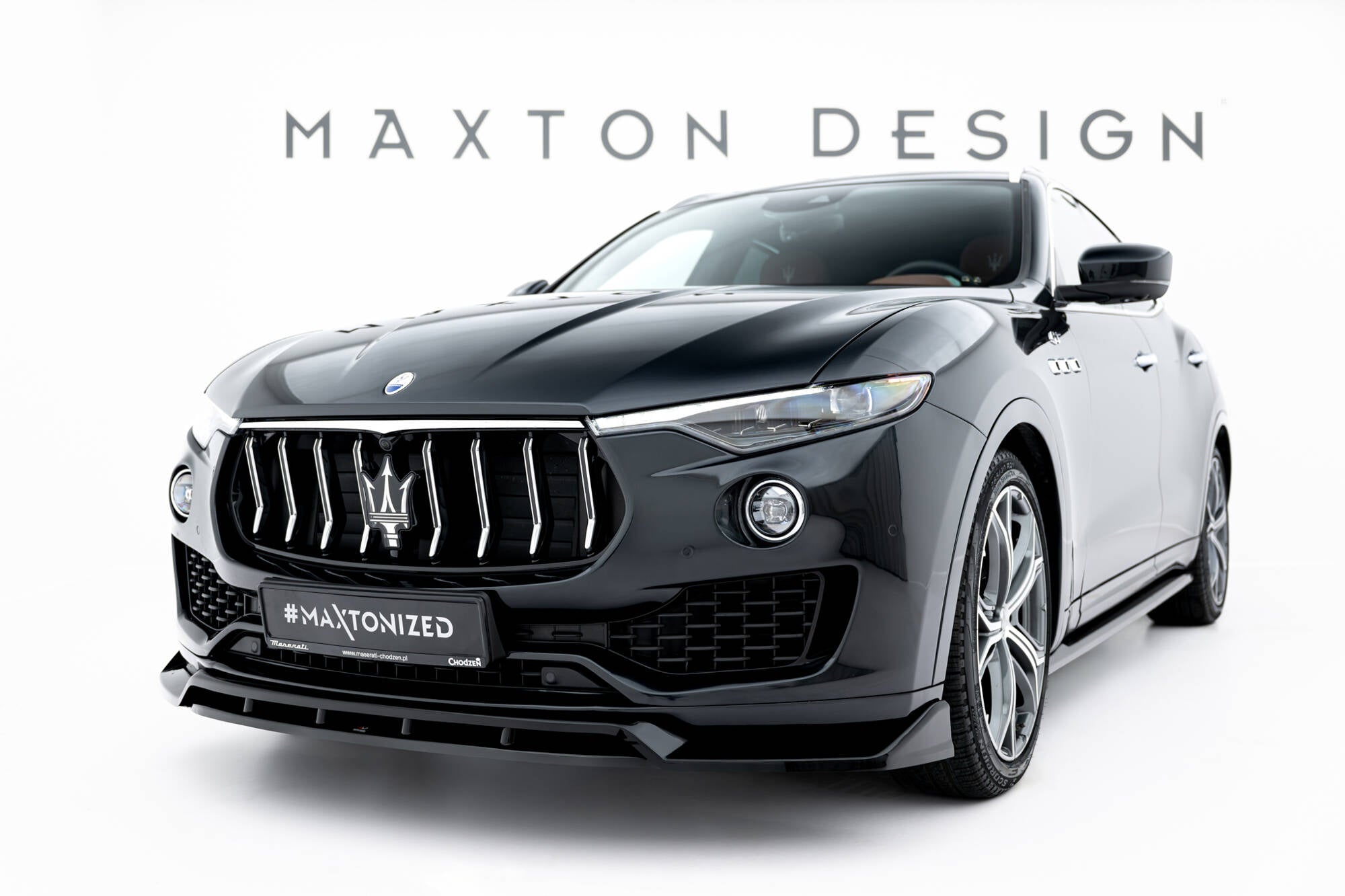 Frontspoiler på Maserati Levante GT MK1 Facelift, sort SUV med store felger og sportslig frontsplitter.
