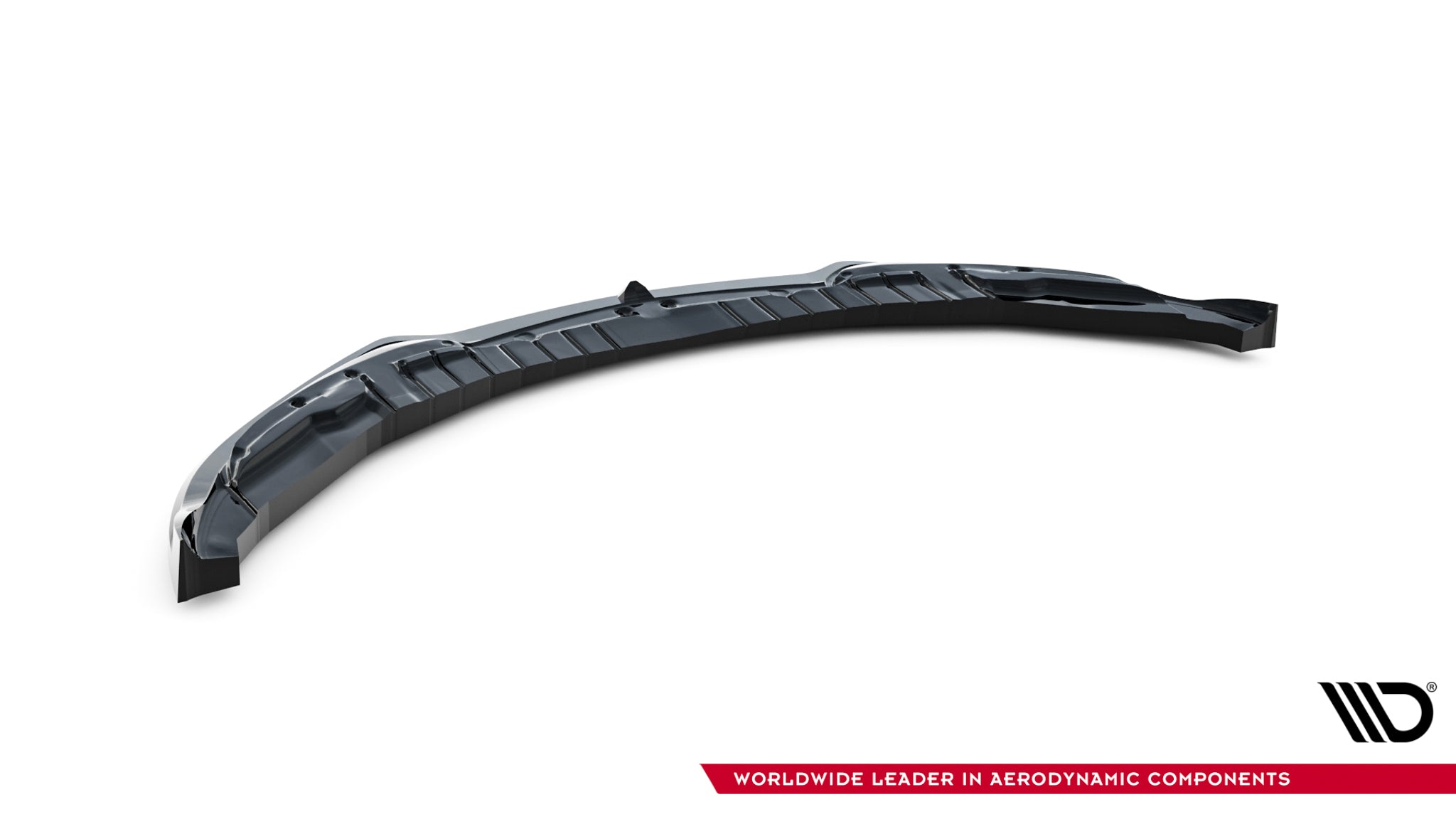 Frontspoiler Mazda Mx-5 MK3 Facelift i sort, glanset plast sett skrått ovenfra på hvit bakgrunn.