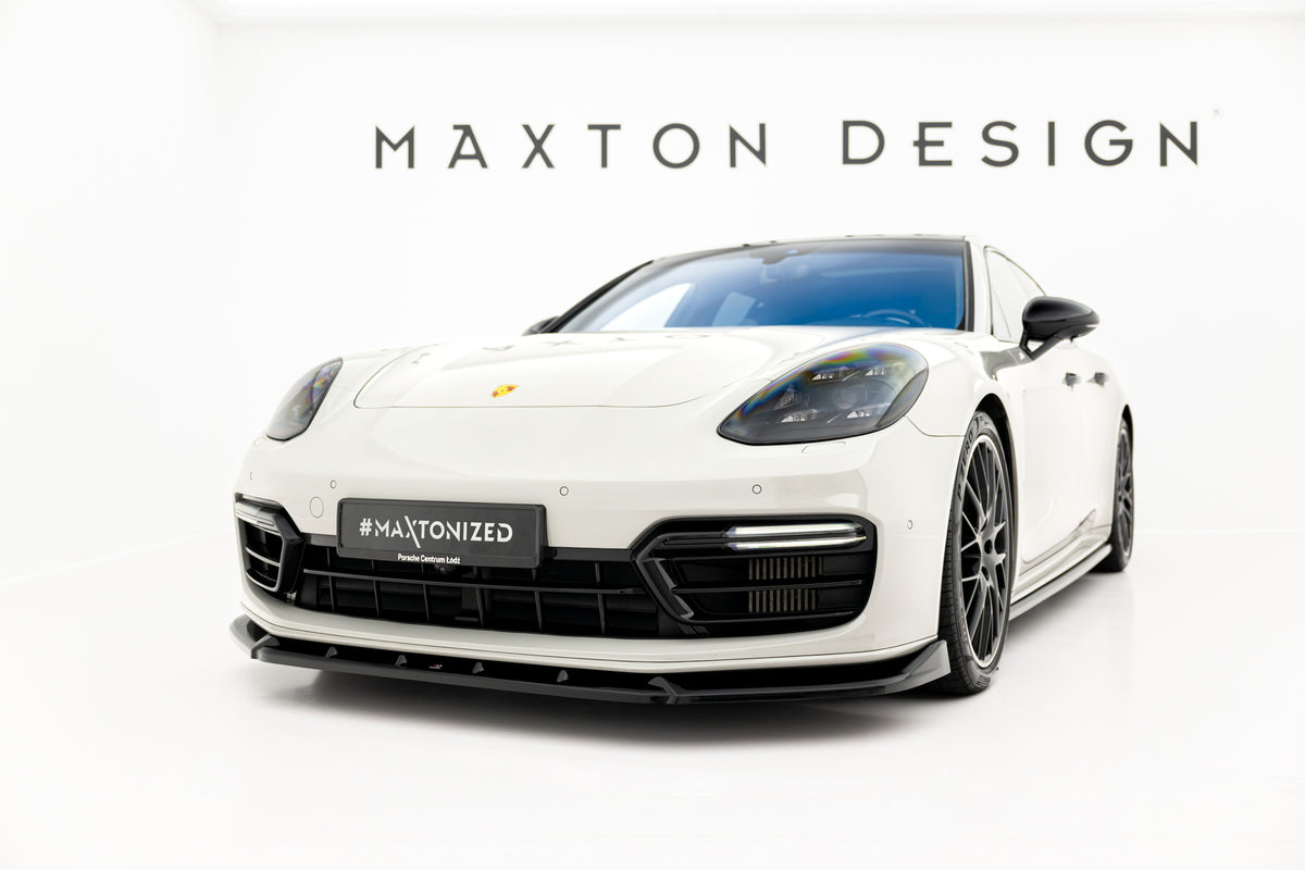 Frontsplitter i blank sort ABS til Porsche Panamera GTS Sport Turismo 971 Facelift