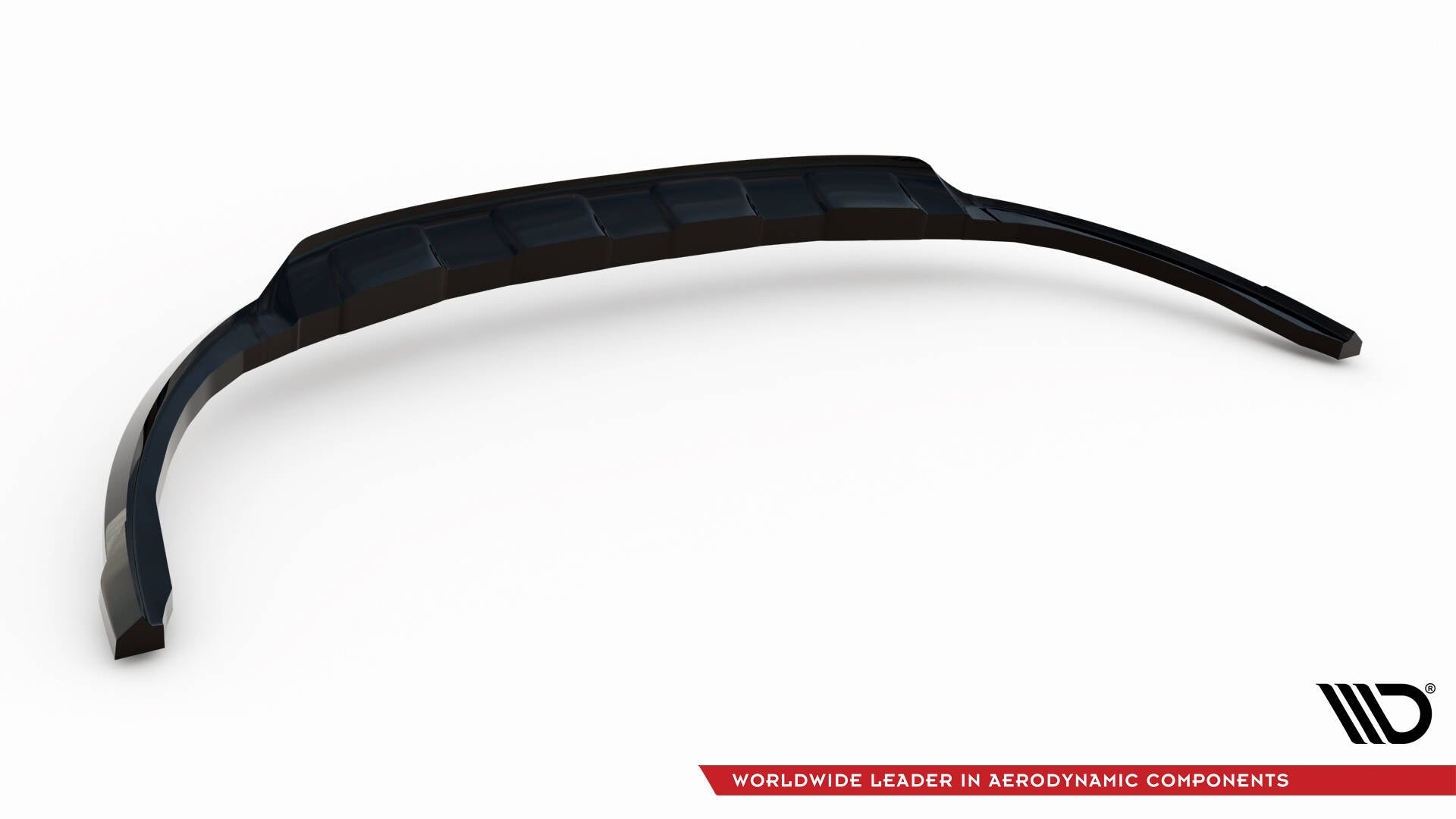 Front lip for Renault Espace MK5 i sort plast med aerodynamisk design, sett fra skrå oversiktsperspektiv.
