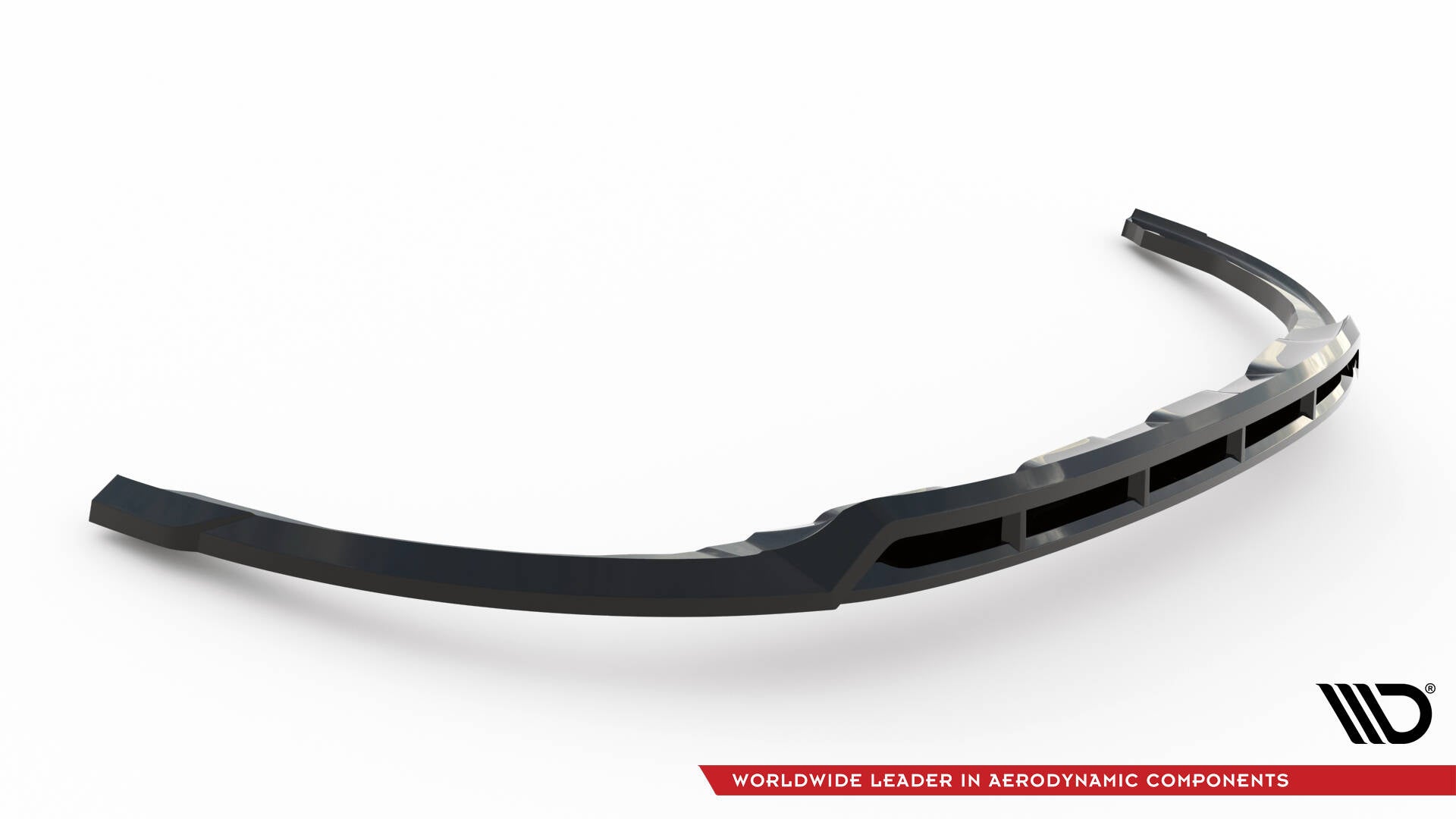 Front splitter for Renault Espace MK5, svart plast med rektangulære åpninger, buet form, skrå vinkel.