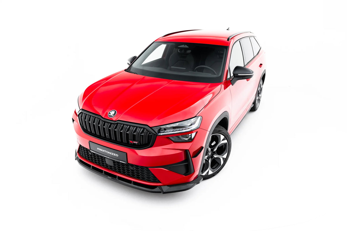 Frontsplitter montert på nedre frontfanger på Skoda Kodiaq RS Mk2