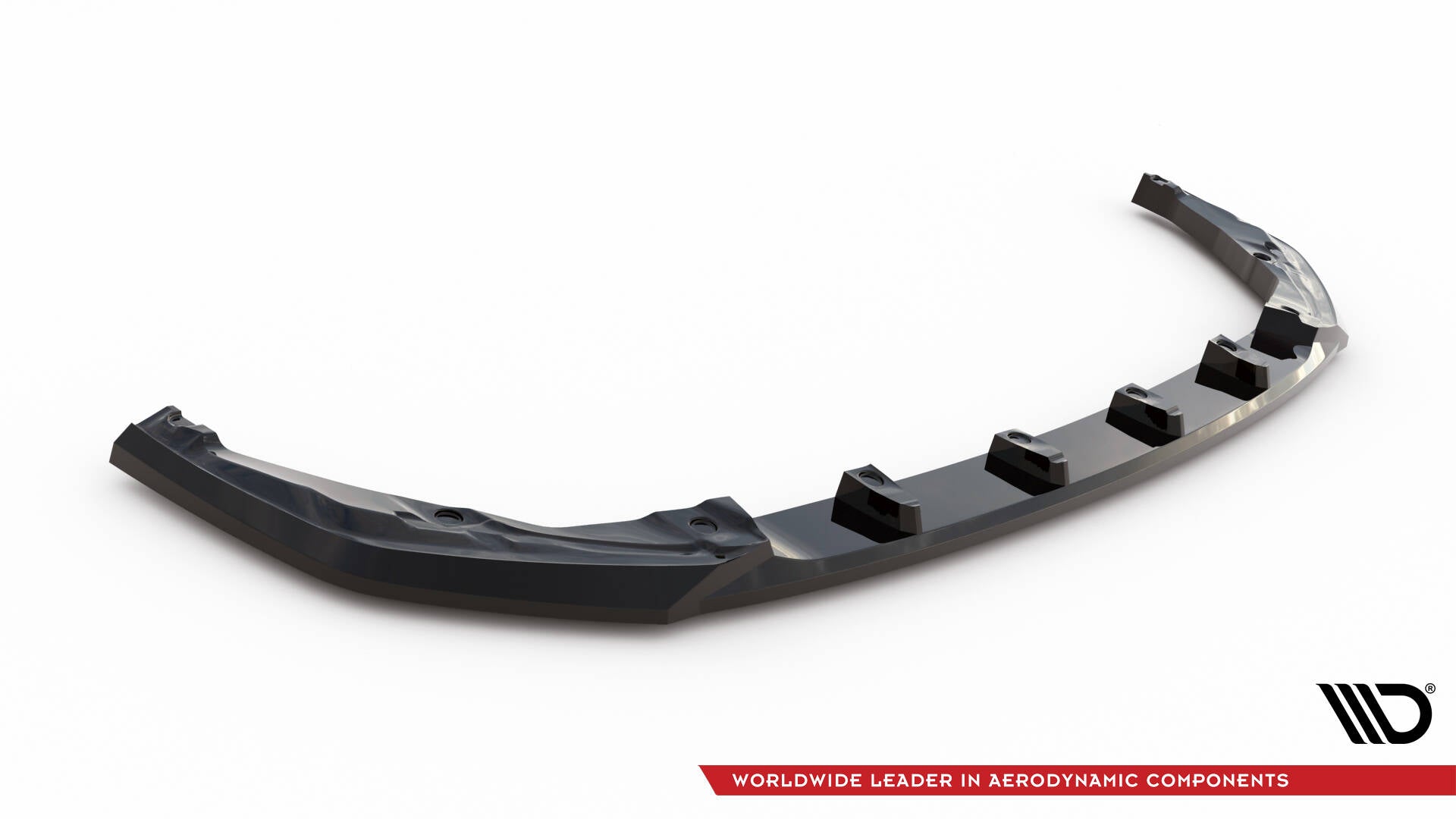 Front splitter til Toyota Sienna MK4 i sort glanset plast med synlige festepunkter og markante kanter.