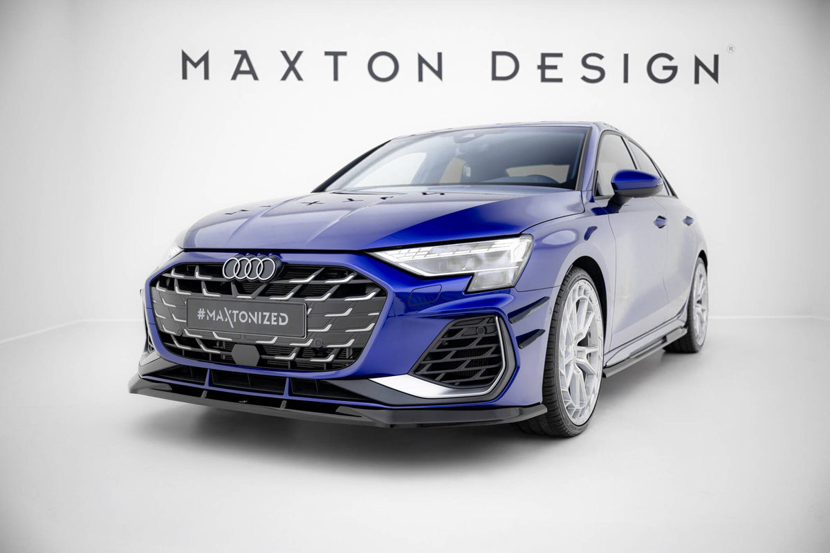 Frontsplitter V.1 i blank sort ABS til Audi A3 S-Line Sedan 8Y Facelift