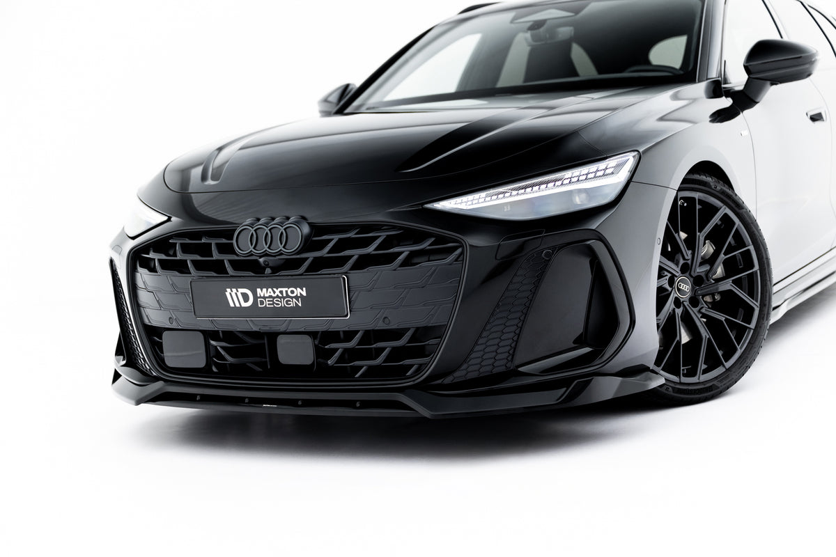 Frontsplitter Maxton Design til Audi A6 S-Line C9 i blank sort ABS-plast