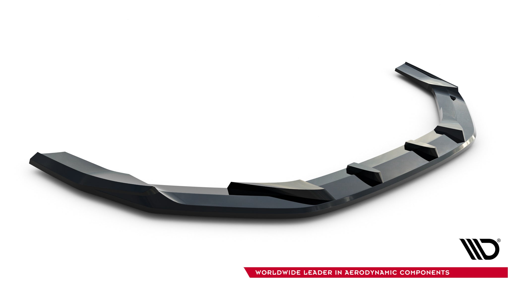 Frontspoiler Audi RS3 Sedan 8Y Facelift V.1 i svart glanset finish med aerodynamiske detaljer.