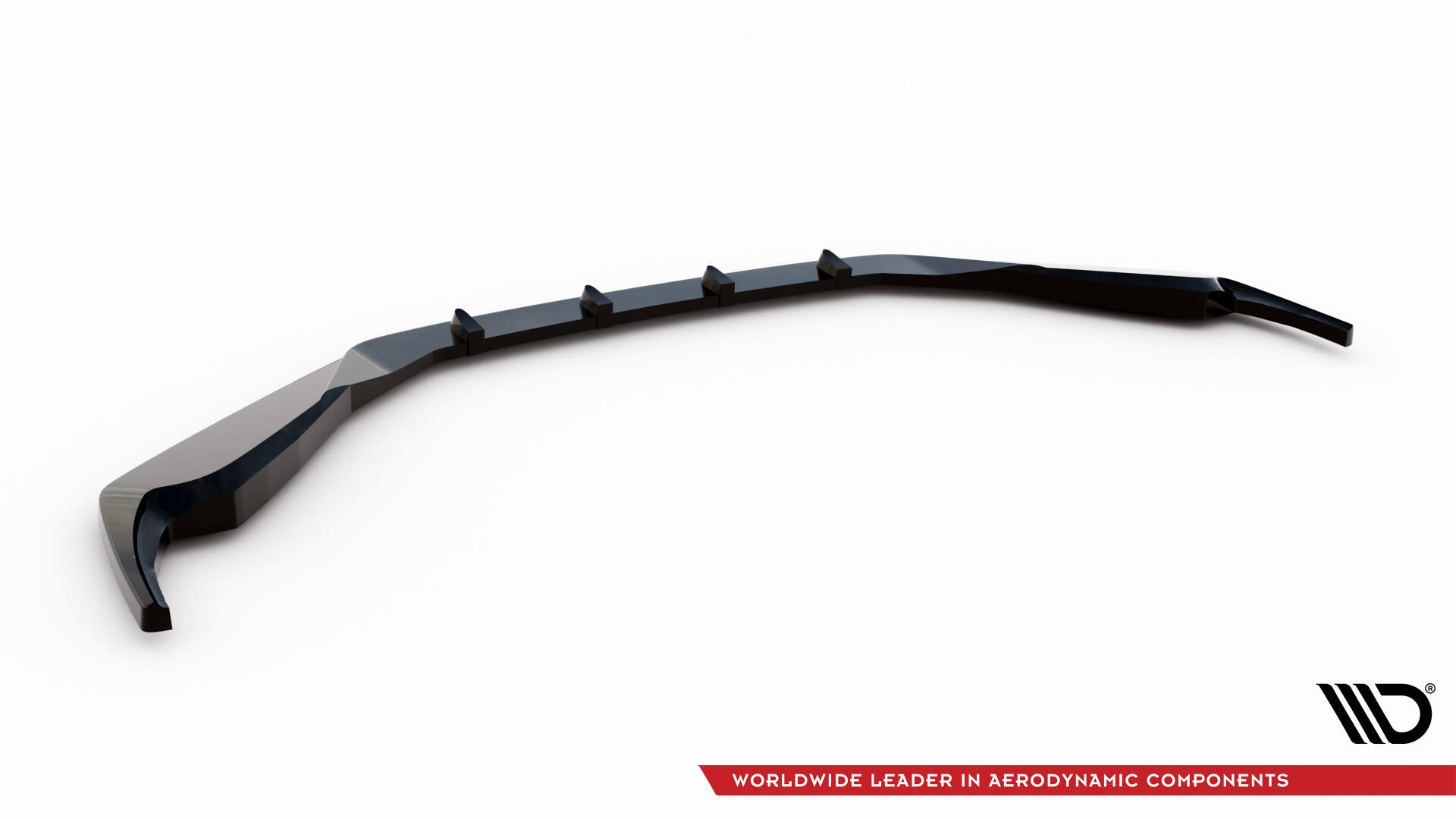 Front lip til Lexus Gs MK4 V.1 i svart plast, skråvinkel, med opphøyde detaljer mot hvit bakgrunn.