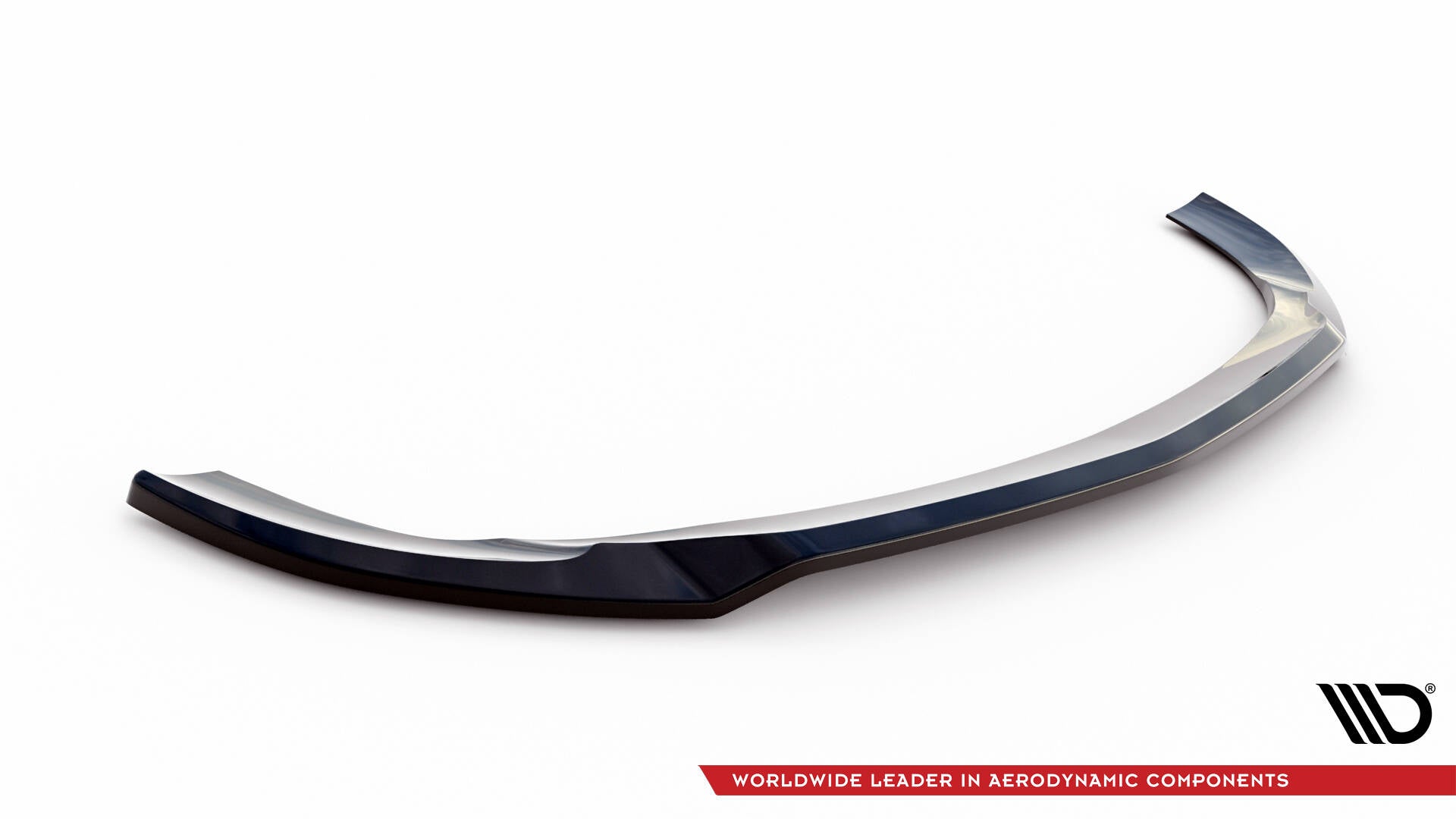 Front splitter til Mercedes E-CLAss W213 Coupe, sort glansfull med aerodynamisk design mot hvit bakgrunn.