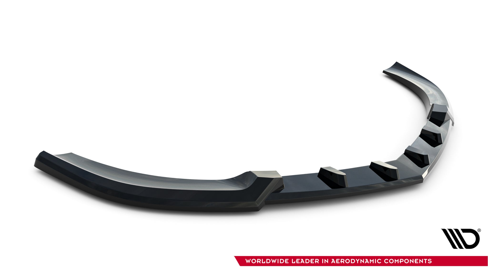 Frontspoiler Mercedes SL 63 AMG R231 V.1 i svart blank plast med rektangulære forsterkninger.