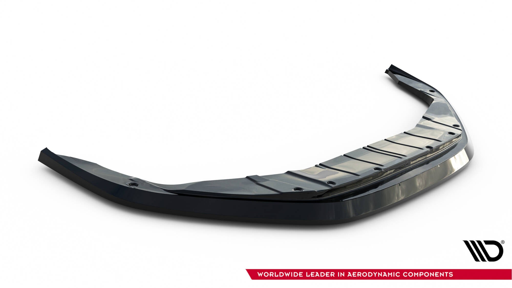 Front splitter til Porsche 718 Cayman GTs 982C V.1 i sort glanset finish med monteringshull.