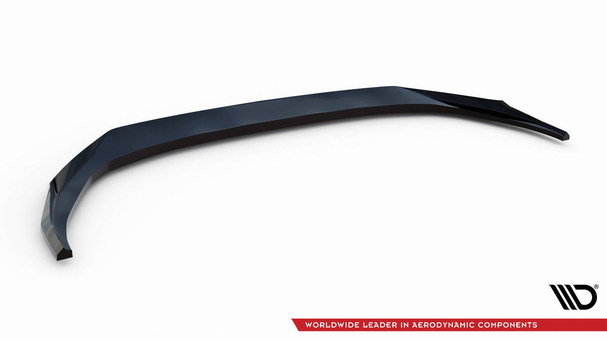 Detaljbilde av frontsplitter i blank sort til Audi A3 S-Line Sedan 8Y