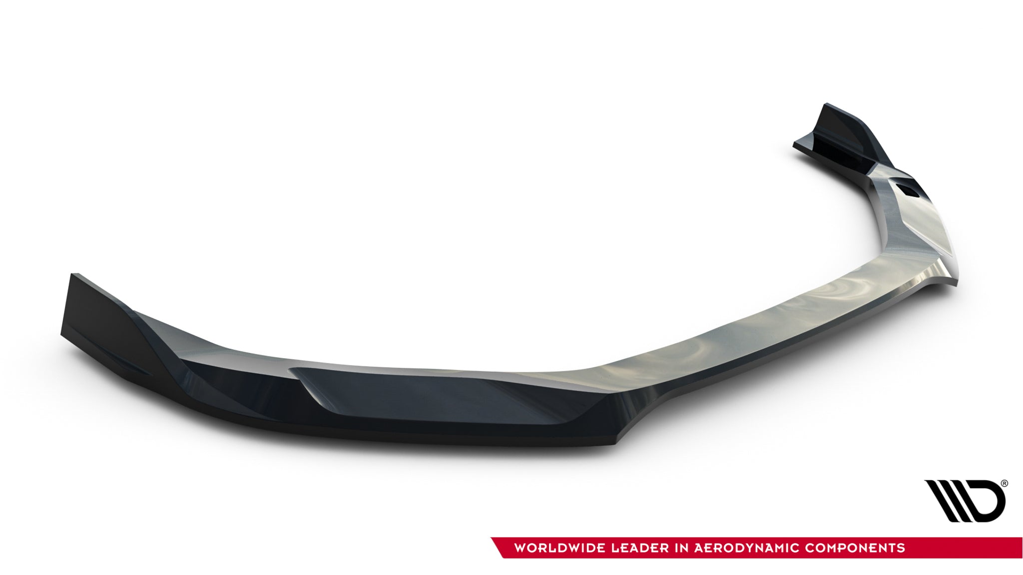 Front lip til Audi RS3 Sedan 8Y Facelift V.2, sort glossy frontspoiler med aerodynamiske vinkler.