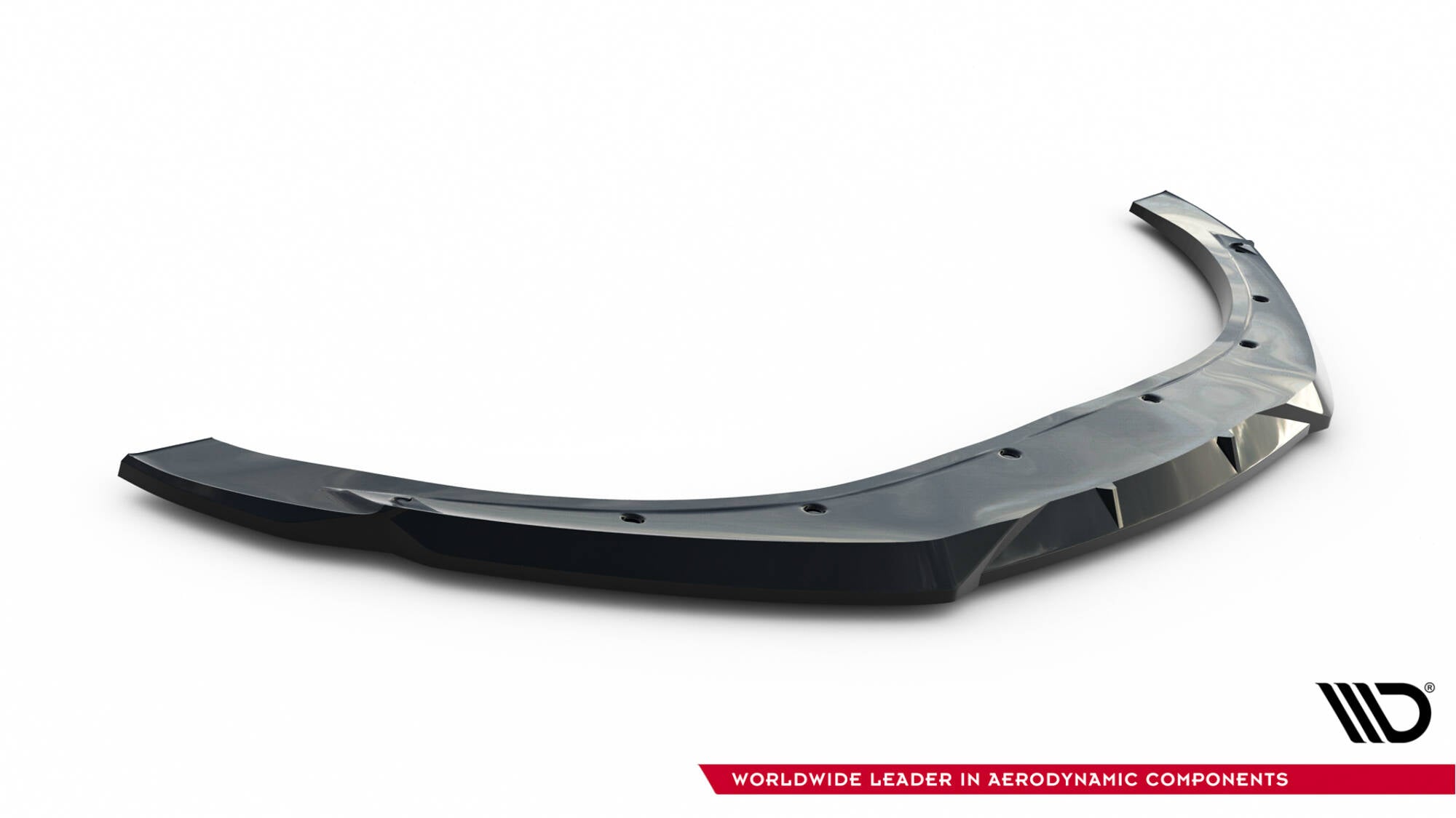 Front splitter til Audi TT S 8J Facelift, sort blank plast med monteringshull og aerodynamiske detaljer.