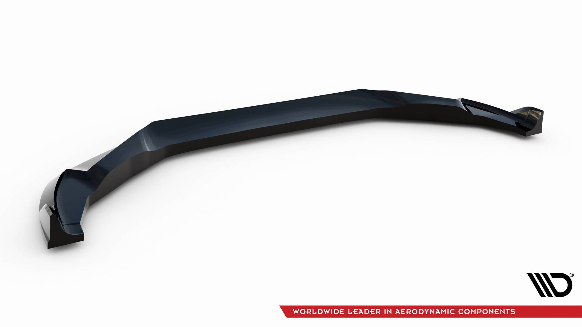 Front lip til BMW X4 M F98 V.2 i sort, glanset finish med aerodynamisk design, vist fra siden.