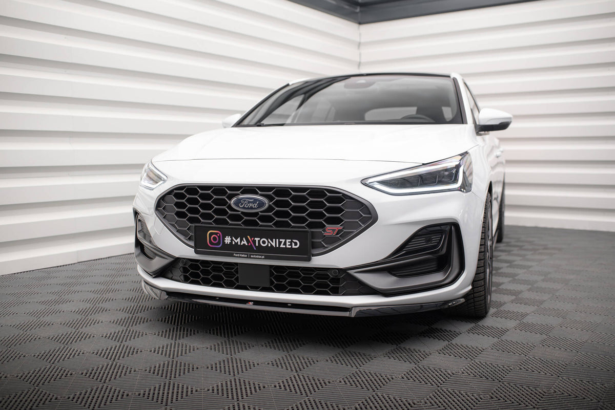 Frontsplitter V.2 i blank sort ABS til Ford Focus ST Mk4 Facelift