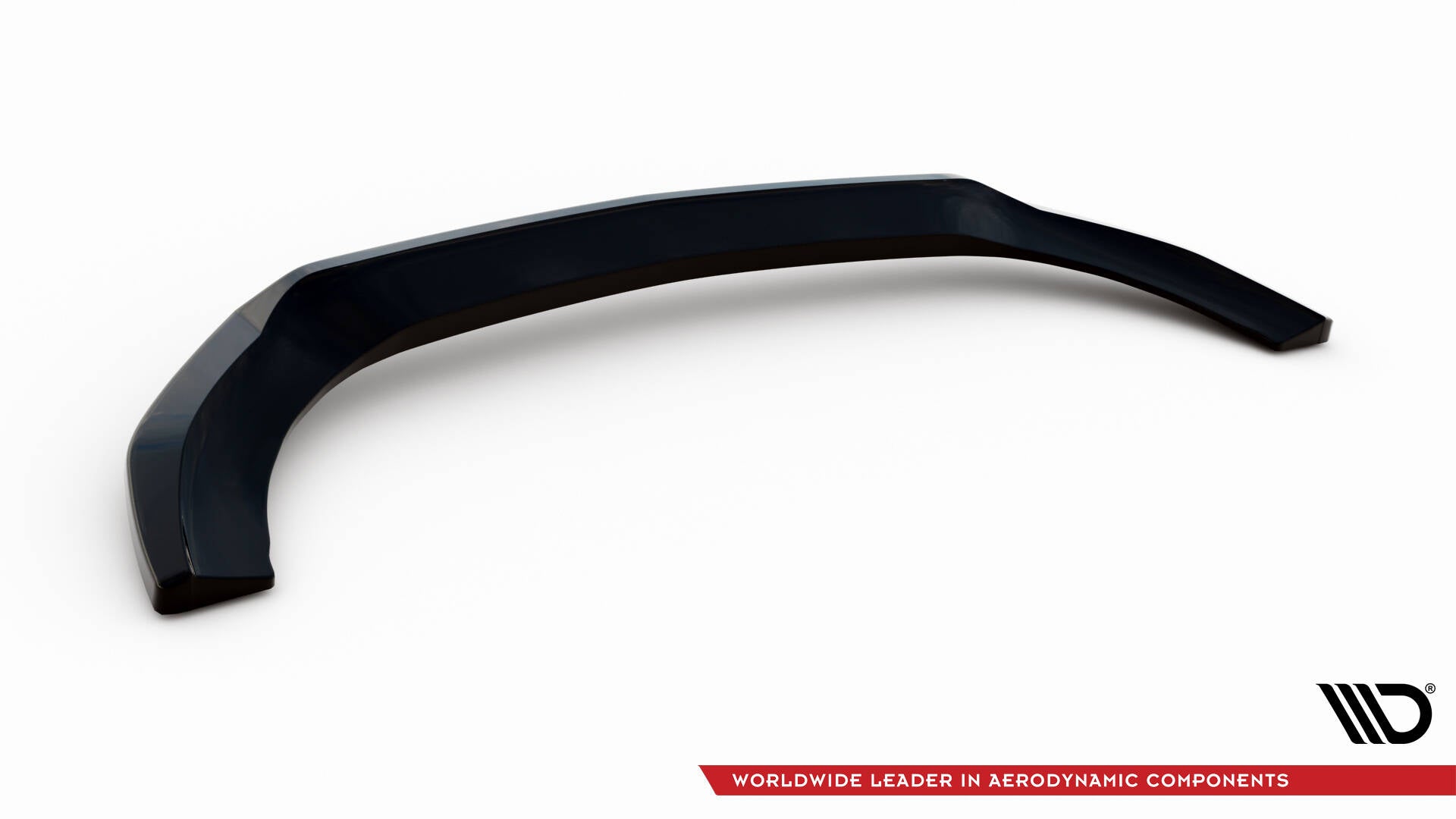 Front splitter til Mercedes V-Class W447 Facelift V.2 i svart, glanset plast, vist fra skrå vinkel.