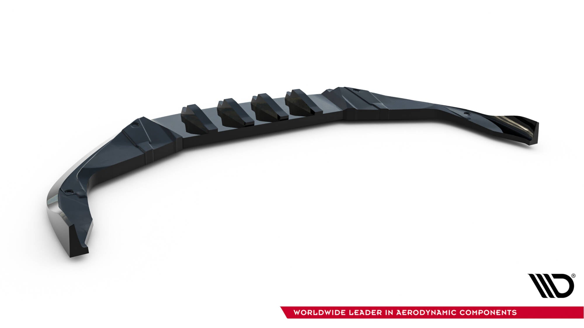 Frontspoiler til Porsche 718 Cayman GTs 982C V.2 med markerte finner og glanset svart overflate.