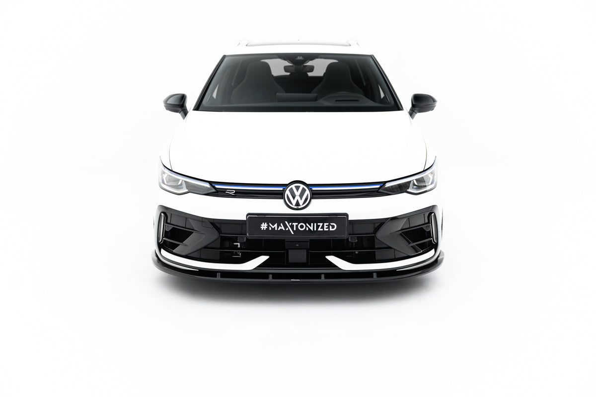 Blank sort frontsplitter montert på Golf R Variant Mk8 Facelift