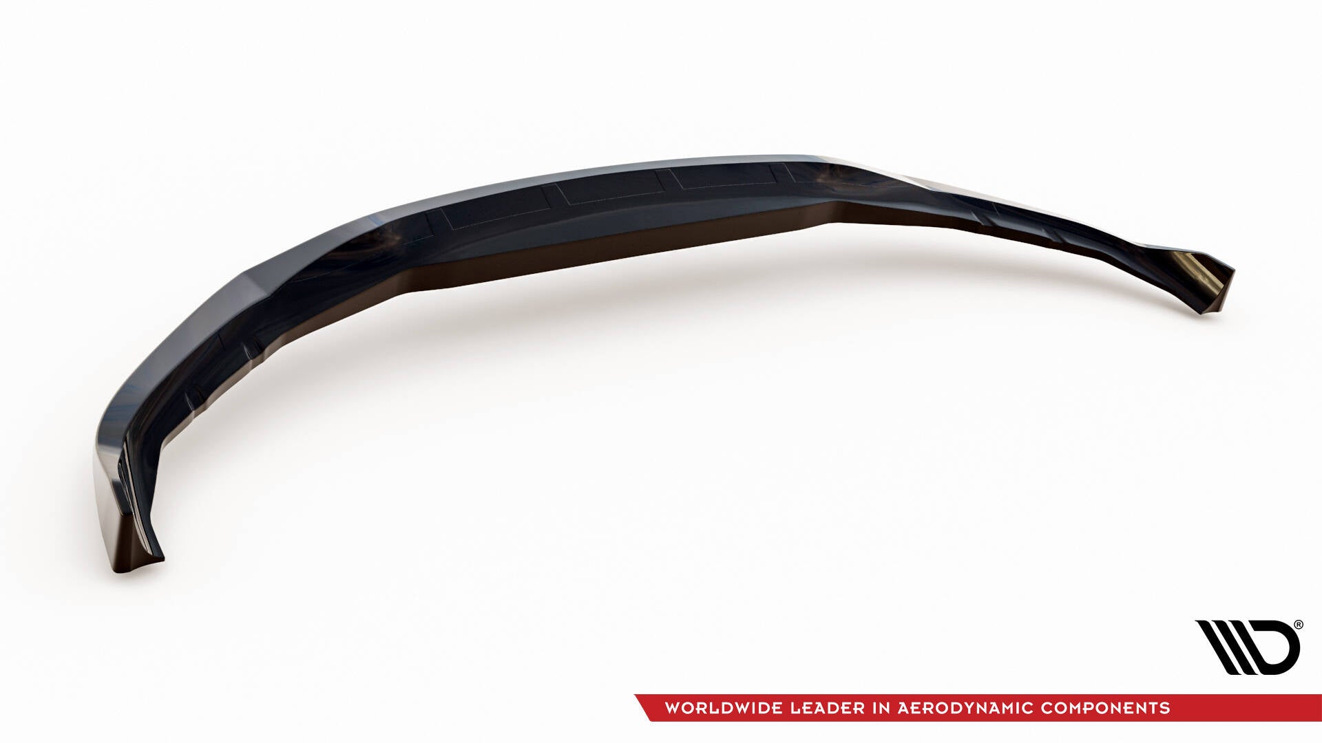 Front lip til BMW 5 G30/G31 M-Pakke V.3 i sort, blank plast med markante aerodynamiske linjer.