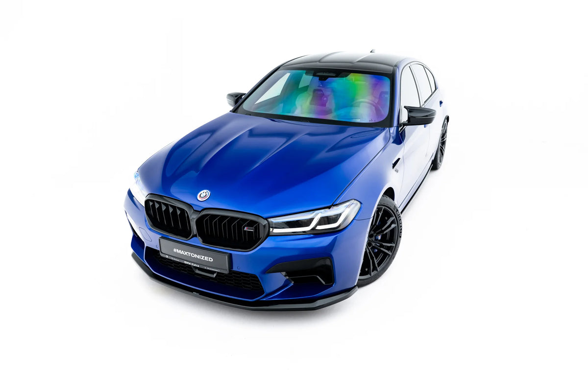 Nærbilde av frontsplitter i Gloss Black til BMW M5 F90