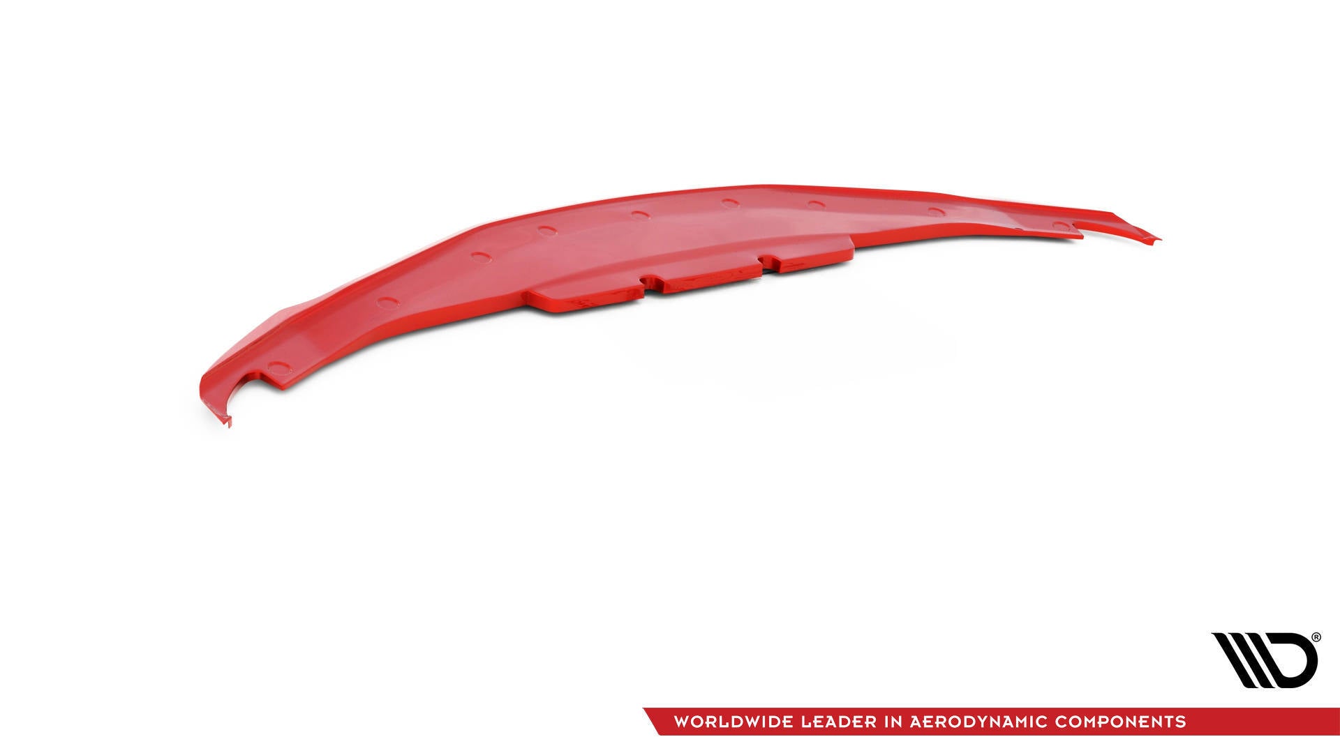 Spoiler til Toyota Supra MK5 V.3 i rød plast, skrå vinkel, viser konturer og monteringspunkter.