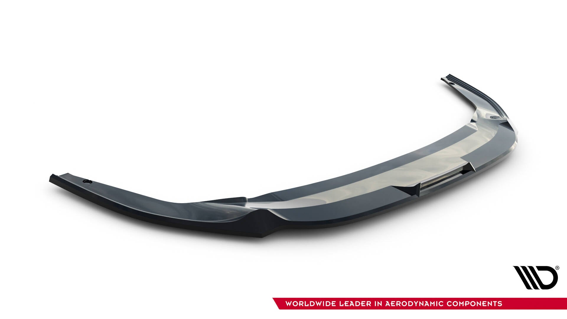 Front splitter til VW Golf GTI Clubsport MK8 Facelift V.3, sort og blank, vist fra skrå vinkel.