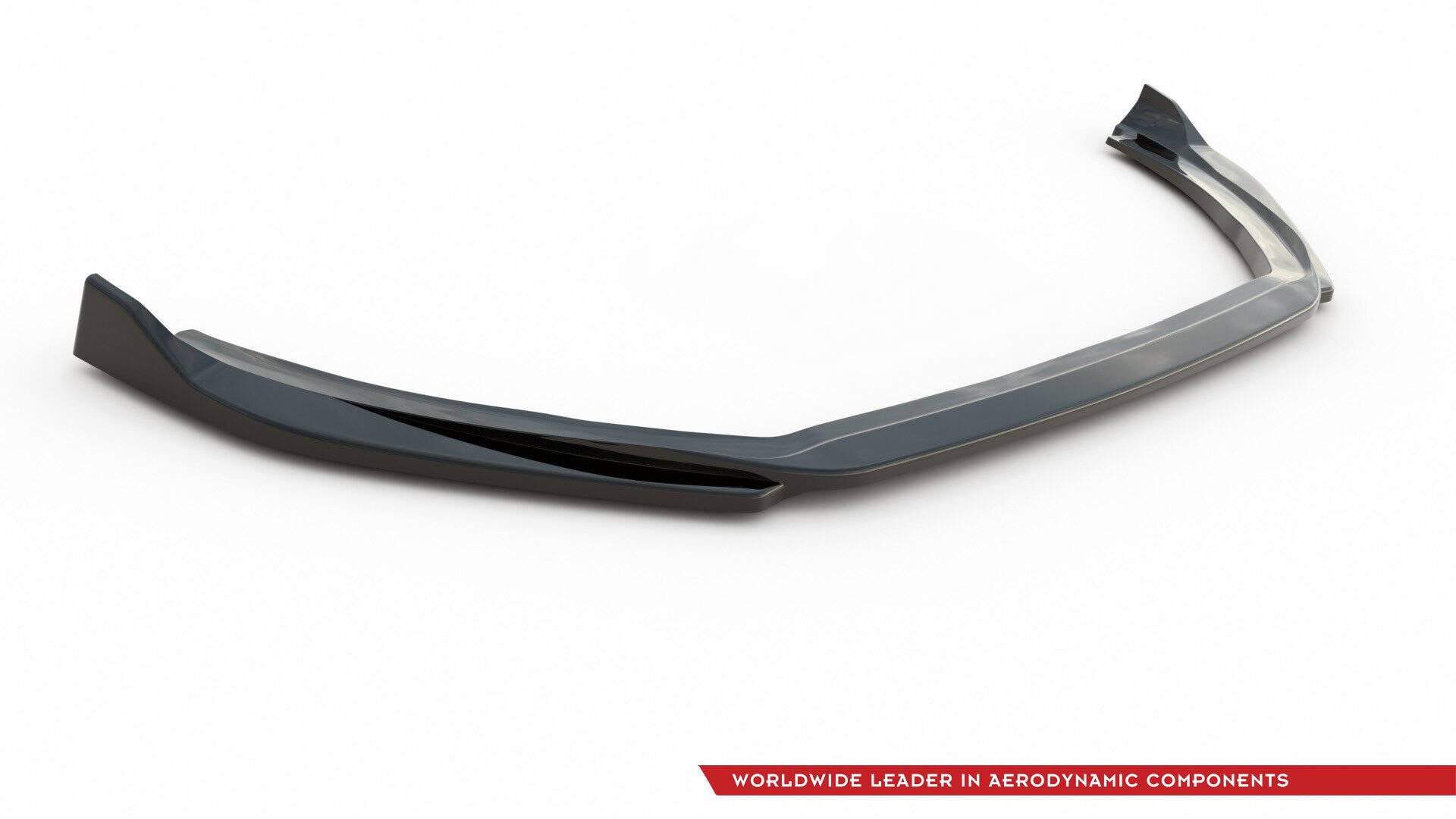 Front splitter til Ford Fiesta MK8 St / St-Line V.4 i sort, glanset plast med markerte kanter.