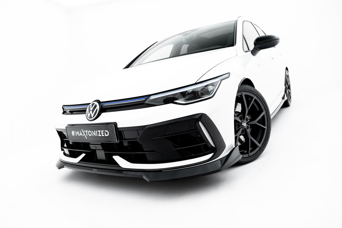 Frontsplitter V.4 i blank sort ABS til Volkswagen Golf R Variant Mk8 Facelift