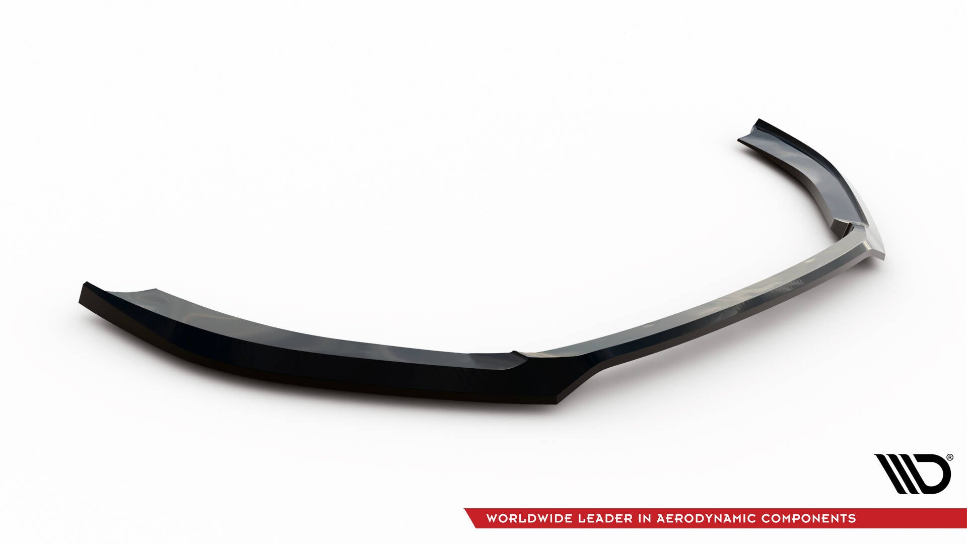 Front splitter Audi RS3 Sedan 8V Facelift V.5 i sort, glanset plast med aerodynamisk, buet design.